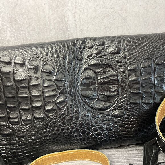 Genuine leather Alligator crossbody/shoulder/clutch with fringe trim - Picture 7 of 7